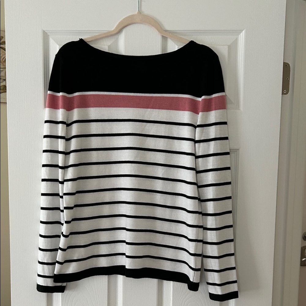 Pulse Black and White Sweater with Pink Detail